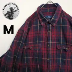 US古着 フランネルシャツ george ネイビー レッド M