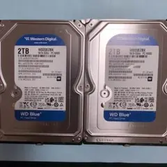 【新古品使用時間10時間以内】HDD 2TB 3.5インチ✕２個