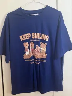 SHEIN ベアプリント 半袖Tシャツ ブルーのサムネイル