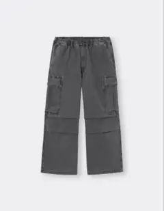 GU デニムスーパーワイドカーゴパンツ S ダークグレー