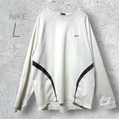 NIKE ナイキ 長袖カットソー ロンT L 白 ワンポイント刺繍 ロゴ