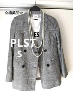 【極美品】PLST プラステ　グレー系　チェック ダブルブレスト テーラード　S