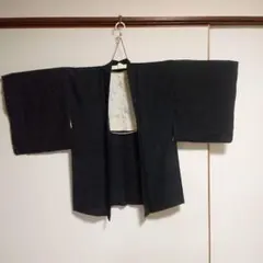 Y19　和服 喪服用羽織 羽織 喪服 正絹 和装 古着 リメイク素材 ハギレ