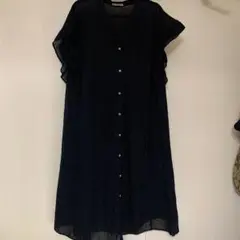 Samansa Mos2 ノースリーブ　黒ロングシャツワンピース　ブラック