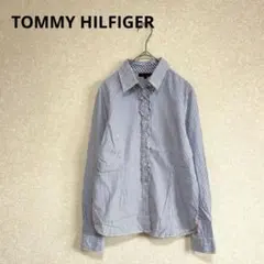 TOMMY HILFIGER ストライプフリルシャツ 長袖 ブルー Sのサムネイル