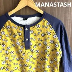 【自転車柄◎】MANASTASH マナスタッシュ ヘンリーネック五部袖シャツ