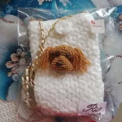 犬の顔付きホワイトポーチ