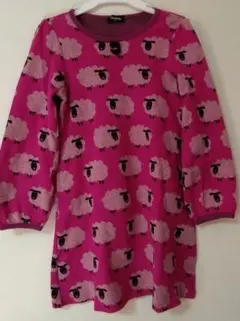 羊柄 長袖ニットワンピース