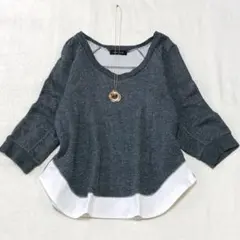 SCOT CLUB スコットクラブ　ドッキング カットソー　ラメ　7分袖（M）