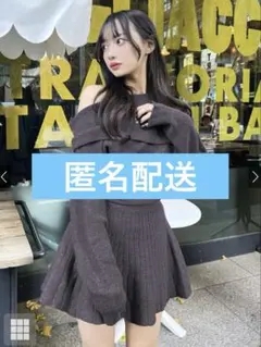 GRL オフショルダープリーツニットワンピース[ru1147]