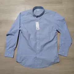 新品未使用！ユニクロ 爽やか ブルー ドット柄 長袖シャツ M