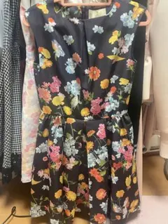 チェスティ 花柄 青い小鳥 ワンピース ネイビー