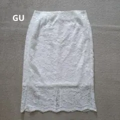 GU レースタイトスカート　白　花柄　Lのサムネイル
