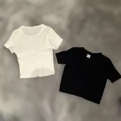 ZARA&UNIQLOリブ編み半袖Tシャツ2枚セット Sサイズ