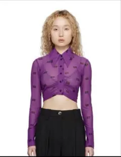 【美品】GANNI ローシュシャツ メッシュクロップドシャツのサムネイル