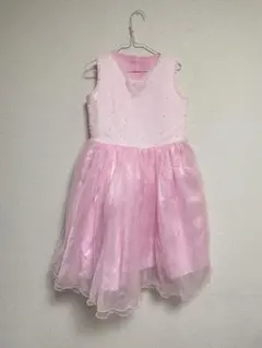 120 ピンク ノースリーブ ドレス ビーズ付き レース 子供用