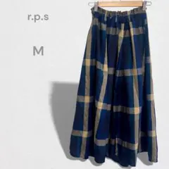 アールピーエス BIGチェックフレアスカート ロング ウエストゴム きれいめ M