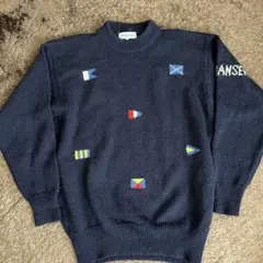 ヘリーハンセンメンズニット セーター ネイビー フラッグ柄