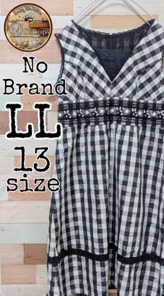 【美品】ジャカード　ノースリーブワンピース ギンガムチェック　Aライン