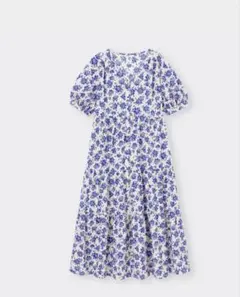 GU花柄 ロングワンピース ブルーSサイズのサムネイル