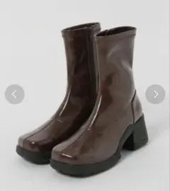 JEANASISスクエアストレッチヒールブーツM ブラウン