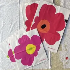 【4枚セット】marimekko／ショップ袋／ショッパー／紙袋／UNIKKO