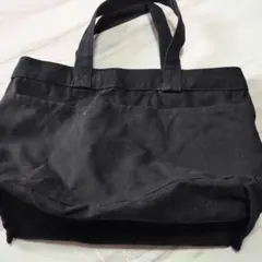 匿名配送　帆布　横型トートバッグ黒・３１×４６×１４ｃｍのサムネイル