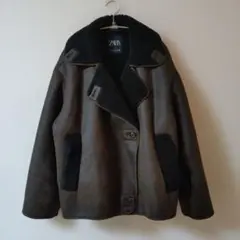 ZARA　ブレスト ムートンコート　フェイクレザー