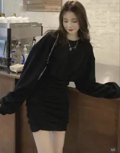 ブラックミニワンピース ギャル セットアップ