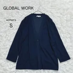 【GLOBAL WORK】リブカーディガン 薄手 シンプル オフィス 羽織りのサムネイル