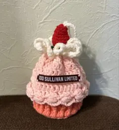 いちごカップケーキ巾着ポーチ　かぎ針編み　かぎ編み　編み物　カードケース