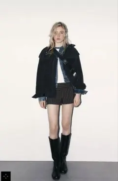 ZARAストライプ ハイウエストショートパンツ