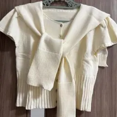 韓国購入　クリーム色 ニットカーディガン 半袖