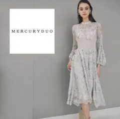 MERCURYDUO フラワーウエストリブ切替ワンピース