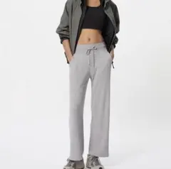 新品　UNIQLO ユニクロ　ウォッシャブルニットリブパンツ グレー　Mサイズ