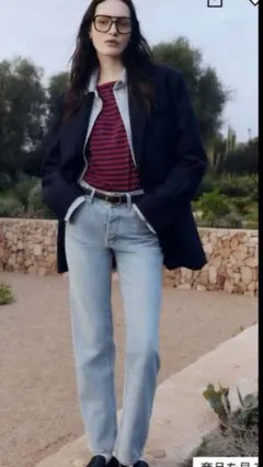 H&M ハイウエストストレートデニム　34