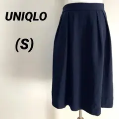 UNIQLO ユニクロ　タック入りフレアスカート　紺　ネイビー