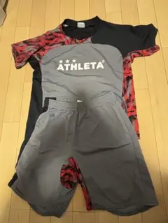 ATHLETA サッカーウェアセット グレー・レッド、サイズ160、送料無料