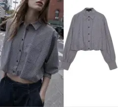ZARA ギンガムチェック バルーンシャツ
