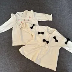 ベビー服 60-70 チェリー刺繍 リボン付き