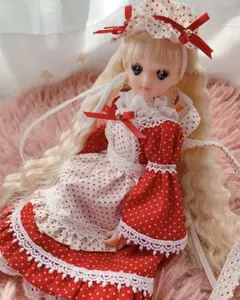 ハンドメイド☆レース編みロングドレスリカちゃん着せ替えお洋服
