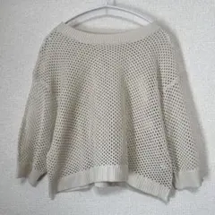 Amista ニットプルオーバー　七分袖　レディース　トップス　Lサイズ