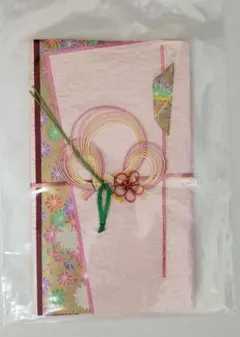 新品.　(20)御祝儀袋　全体的にピンクの可愛いデザイン水引