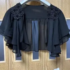 東京ソワール　シースルーボレロ　黒 シフォン ボレロ　フラワー装飾　タグ付　新品