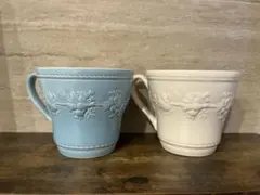 青と白の花模様マグカップセット