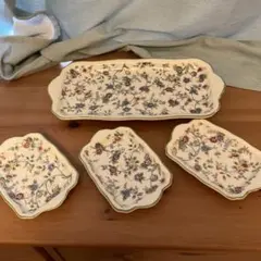 花柄陶器皿4枚セット