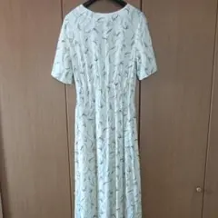 フラワープリント 半袖ロングワンピース