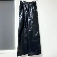 ZARA フェイクレザー パンツ ブラック XS ザラ ワイドパンツ 黒