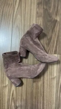 ブラウン スエード ブーツ サイドファスナー付き