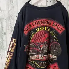 フルーツオブザルーム　両面デザイン　スリーブロゴ　ロンt 黒　2XL 小穴有りのサムネイル